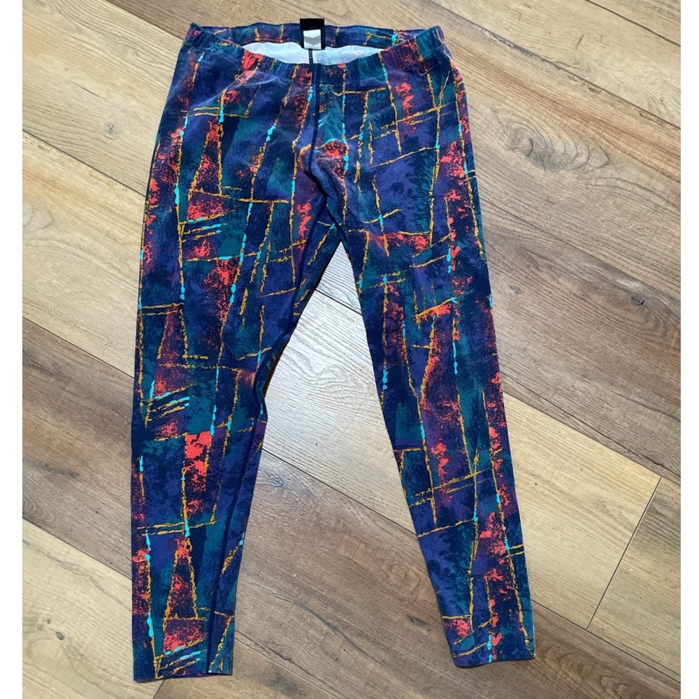 Nike ACG Geometric Print Leggings Pants Navy Teal Orange Abstract Size Large